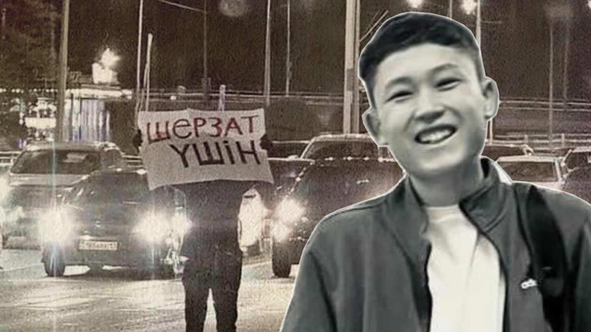 Астанада көшеге «Шерзат үшін» деген жазу ұстап шыққан азаматты полиция ұстап алып кетті