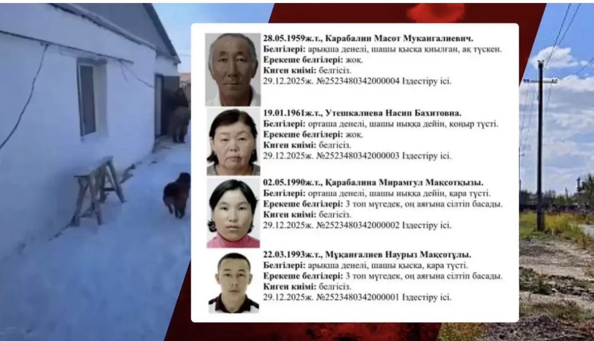 Мәйіттер табылған: Атырау облысында жоғалып кеткен отбасыға қатысты жаңа дерек жарияланды