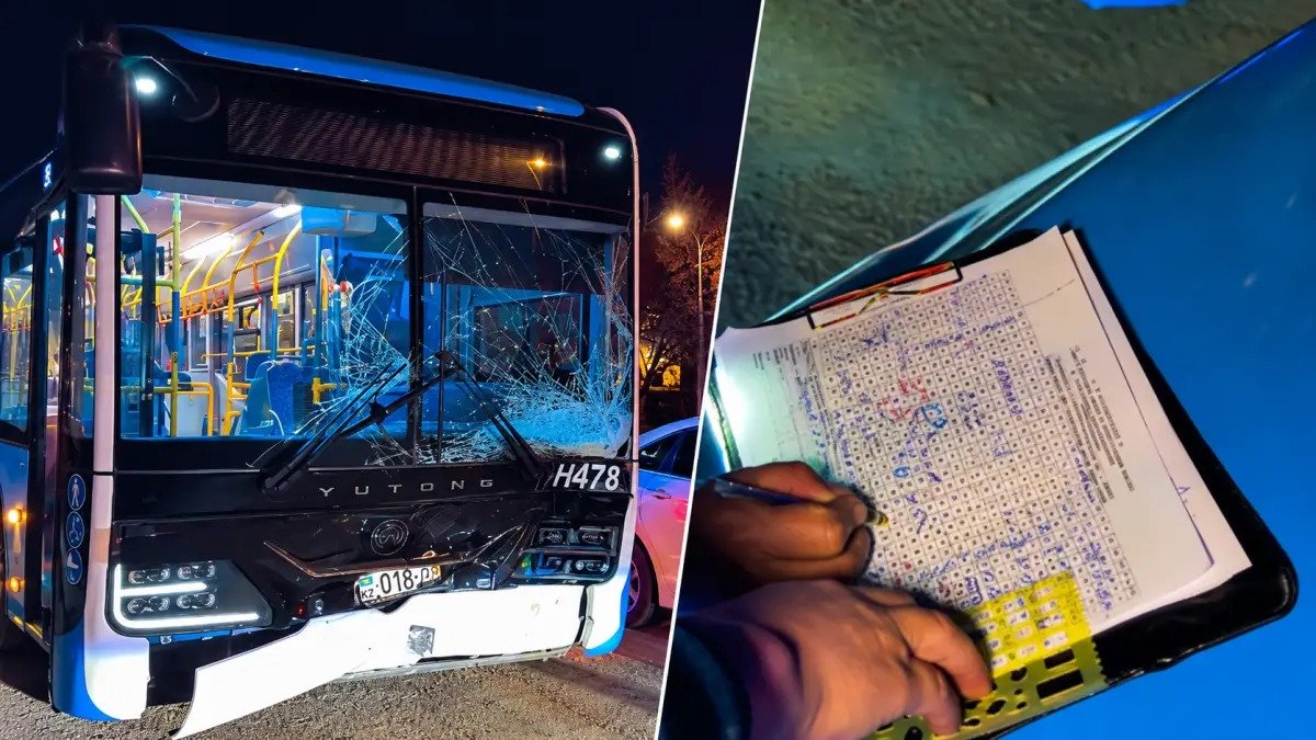 Астанада автобус пен электромобиль соқтығысып, төрт адам зардап шекті