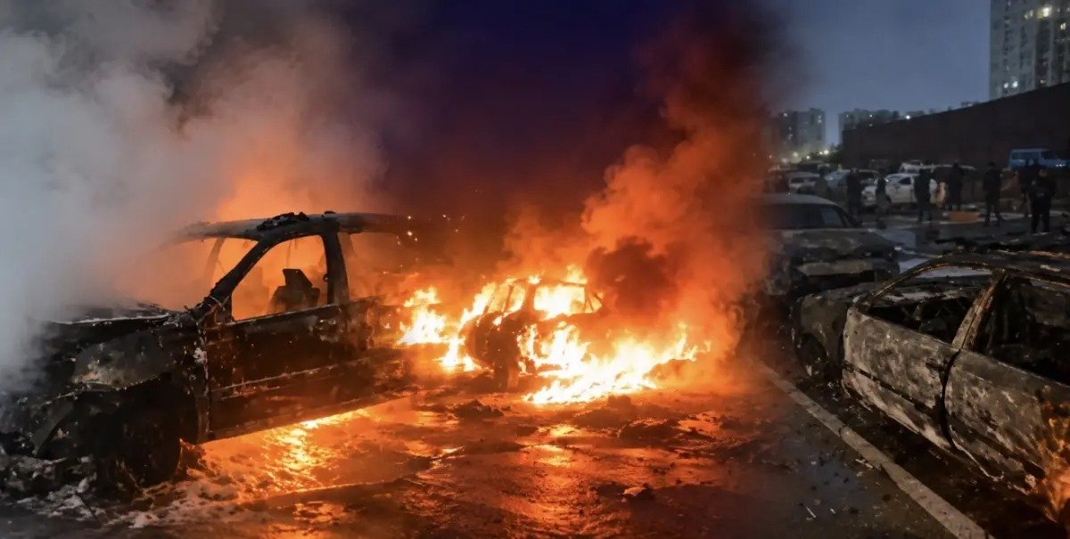 Астанада тұрақта бес көлік өртеніп кетті