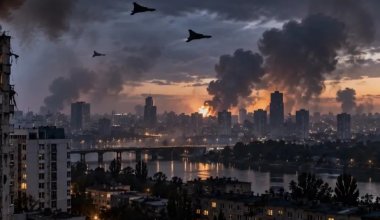 Киевке дрондармен шабуыл жасалды: қаланың бір бөлігі жарықсыз қалды